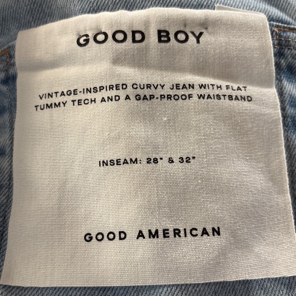 Good American Good Boy Flare‎ Jeans Distressed Hem Slit Light Wash Size 0 NWT - Picture 4 of 14